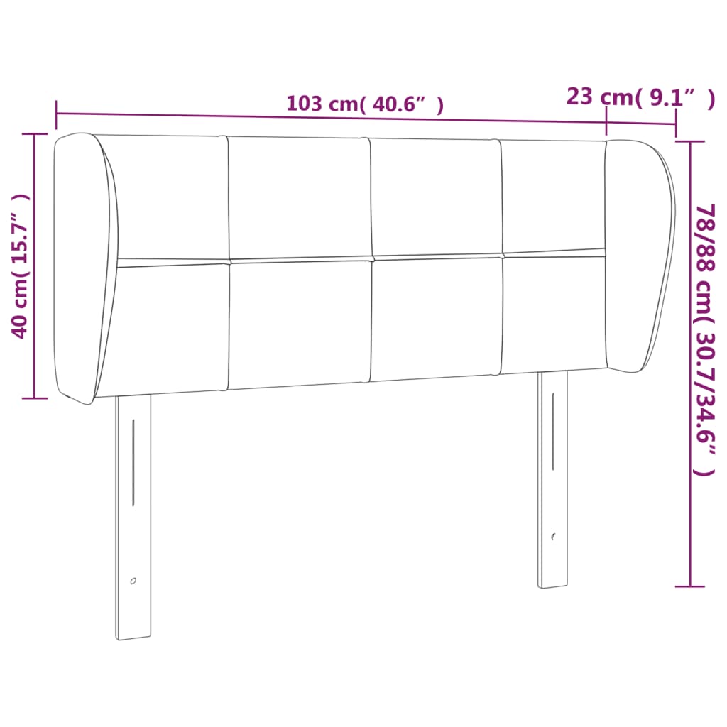 Vzglavje z ušesi roza 103x23x78/88 cm žamet