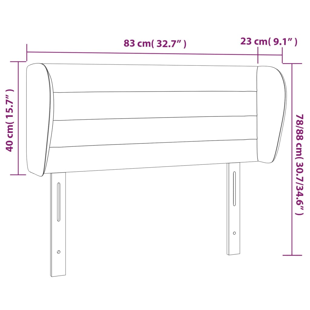 Vzglavje z ušesi temno zeleno 83x23x78/88 cm žamet