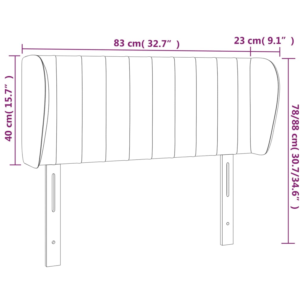 Vzglavje z ušesi temno zeleno 83x23x78/88 cm žamet