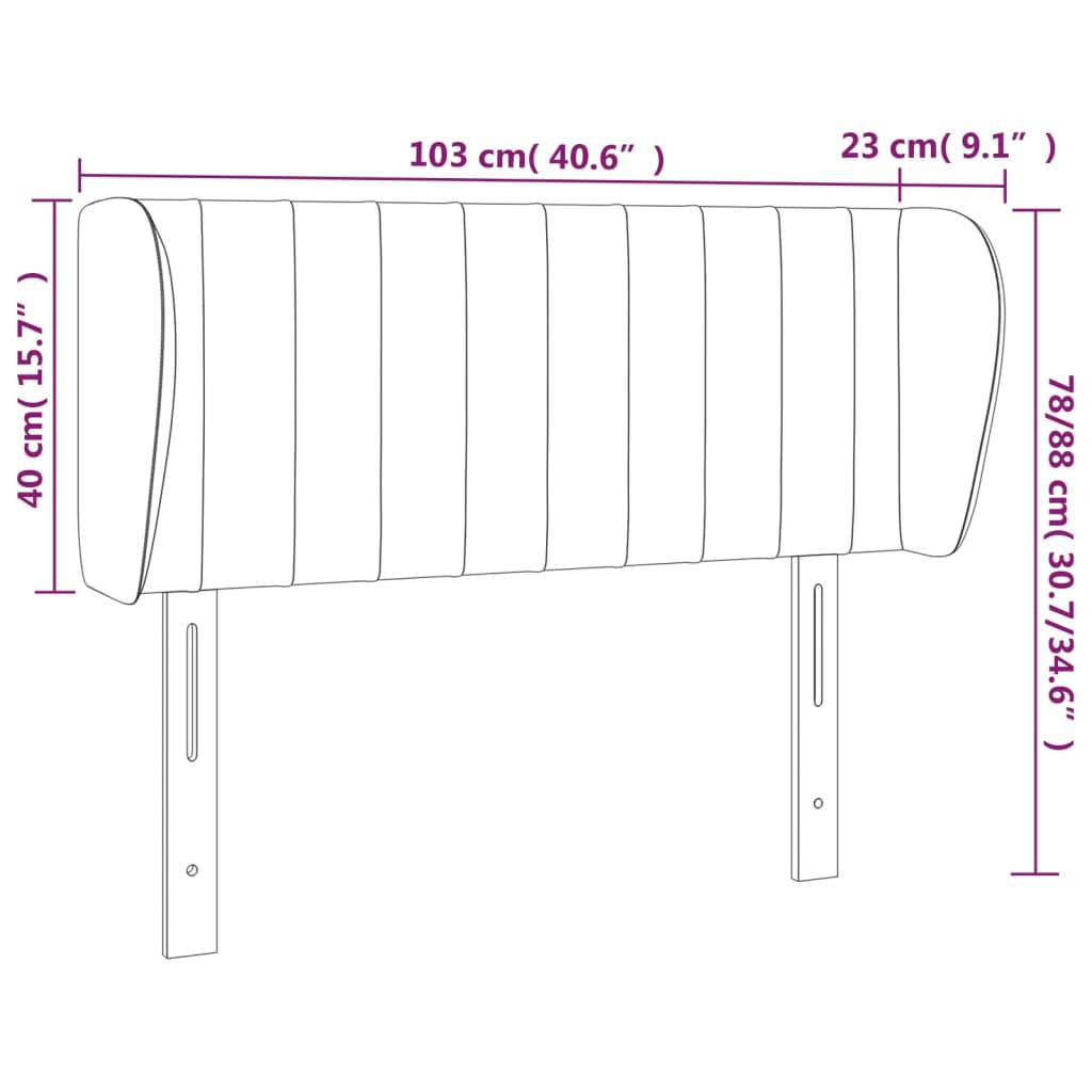 Vzglavje z ušesi temno zeleno 103x23x78/88 cm žamet