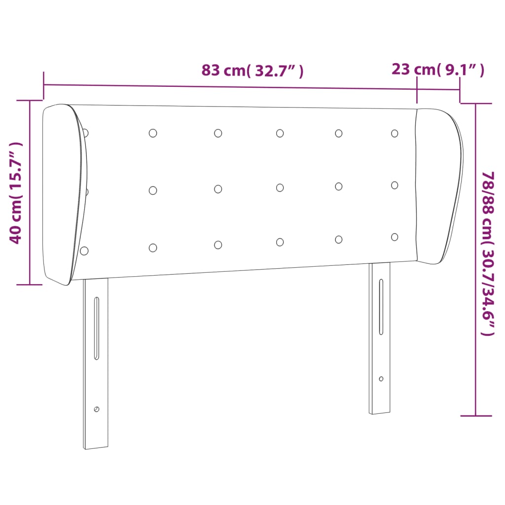 Vzglavje z ušesi temno zeleno 83x23x78/88 cm žamet