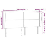 Vzglavje z ušesi temno modra 203x23x118/128 cm žamet