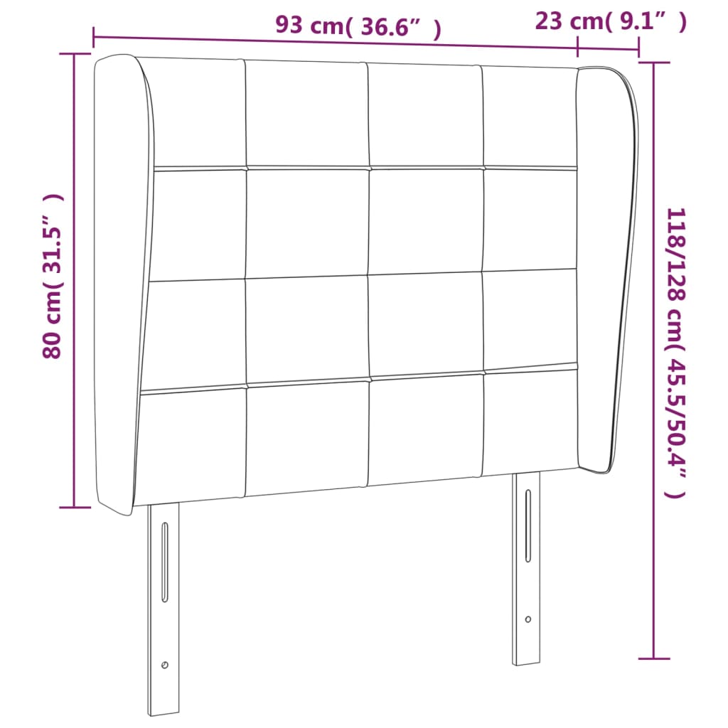 Vzglavje z ušesi modro 93x23x118/128 cm blago