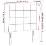 Vzglavje z ušesi modro 93x23x118/128 cm blago