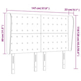 Vzglavje z ušesi belo 147x23x118/128 cm umetno usnje