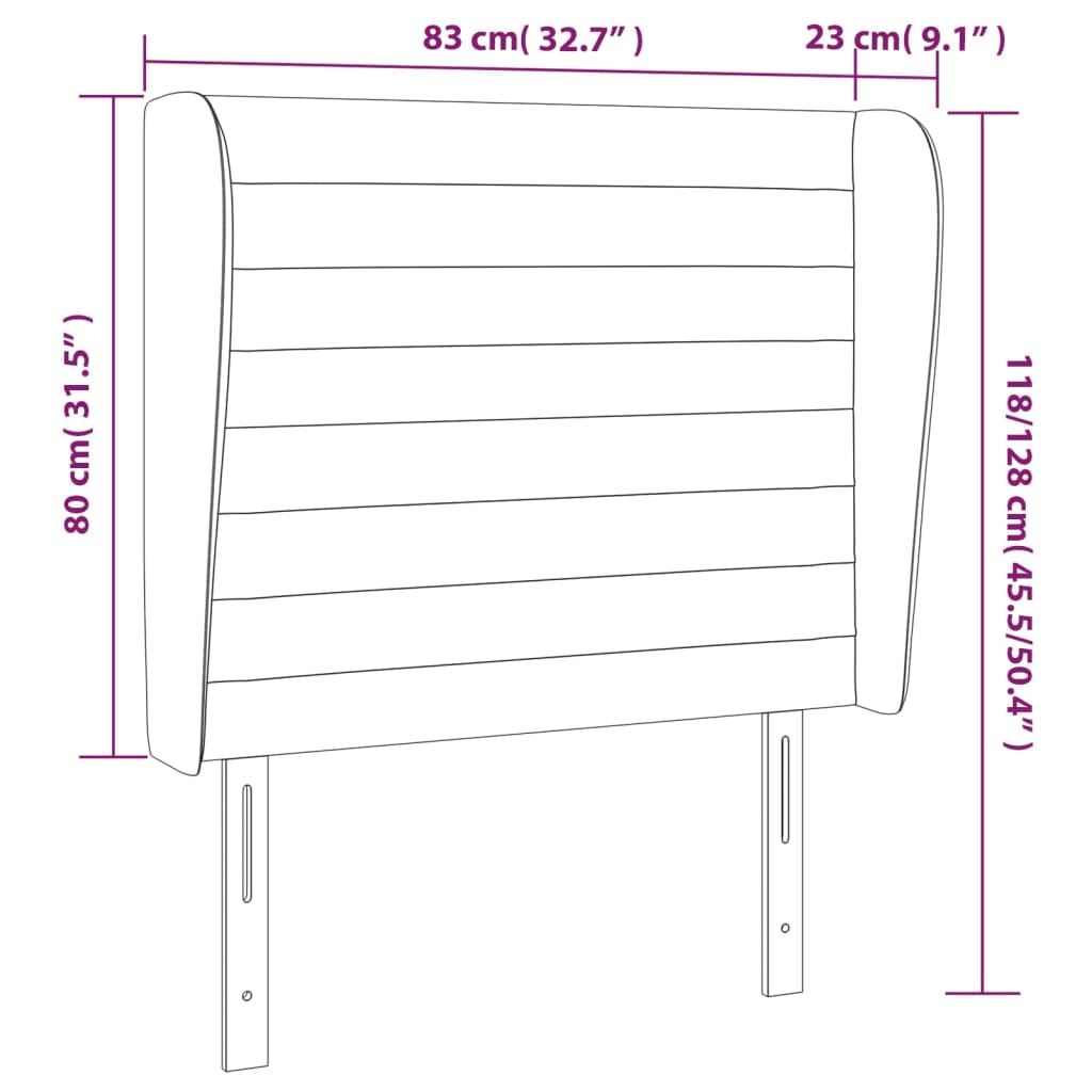 Vzglavje z ušesi svetlo sivo 83x23x118/128 cm blago