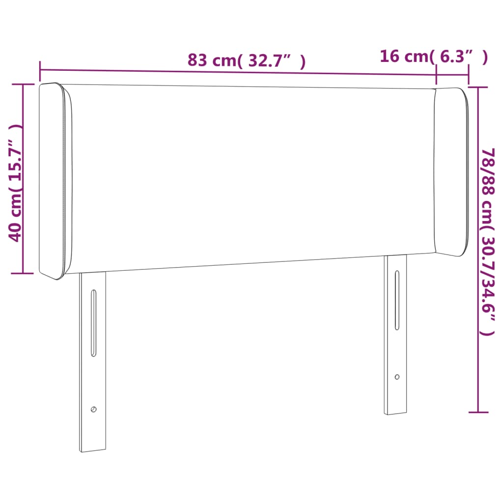 Vzglavje z ušesi temno modro 83x16x78/88 cm žamet