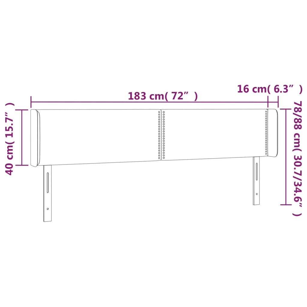 Vzglavje z ušesi temno modro 183x16x78/88 cm žamet