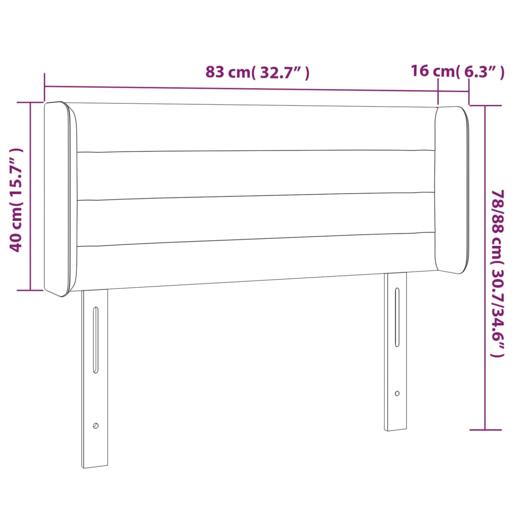 Vzglavje z ušesi temno modro 83x16x78/88 cm žamet