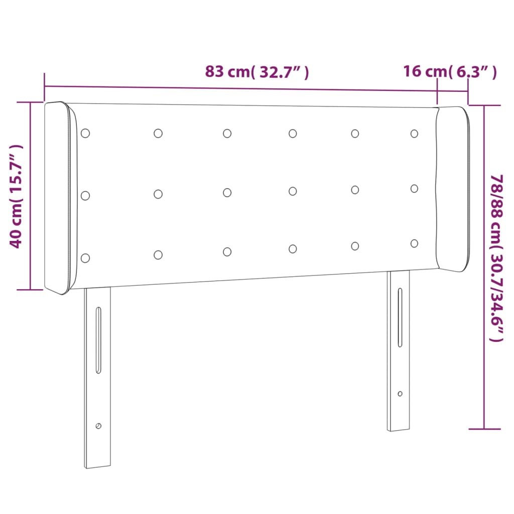 Vzglavje z ušesi temno modro 83x16x78/88 cm žamet