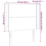 Vzglavje z ušesi sivo 93x16x118/128 cm umetno usnje