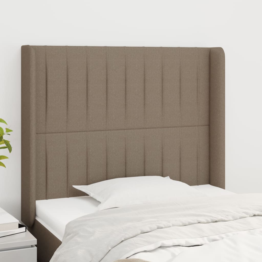 Vzglavje z ušesi taupe 93x16x118/128 cm blago