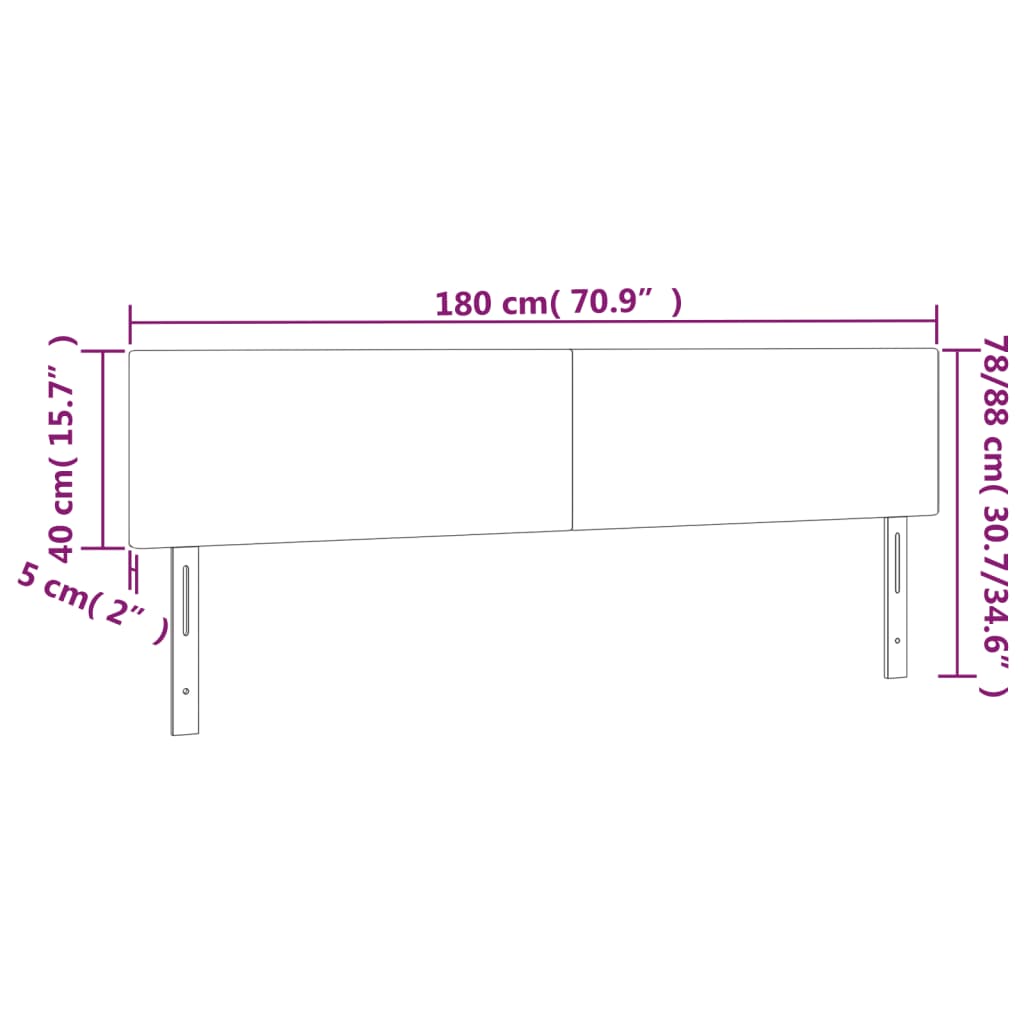 LED posteljno vzglavje črno 180x5x78/88 cm žamet