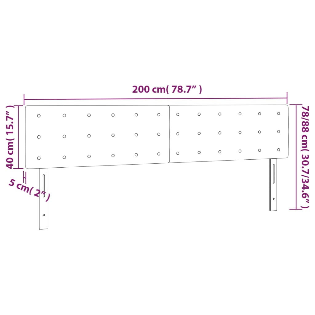 LED posteljno vzglavje sivo 200x5x78/88 cm umetno usnje