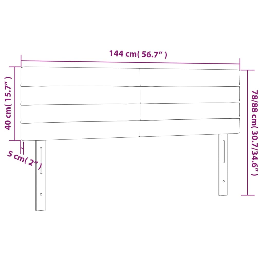 LED posteljno vzglavje temno sivo 144x5x78/88 cm žamet