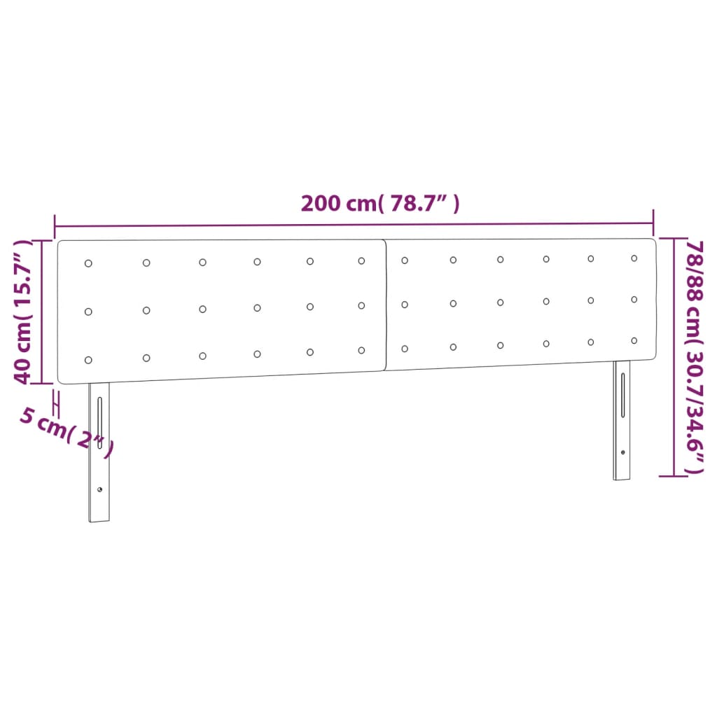 LED posteljno vzglavje krem 200x5x78/88 cm blago