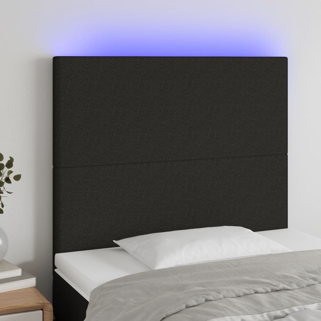 LED posteljno vzglavje črno 80x5x118/128 cm blago