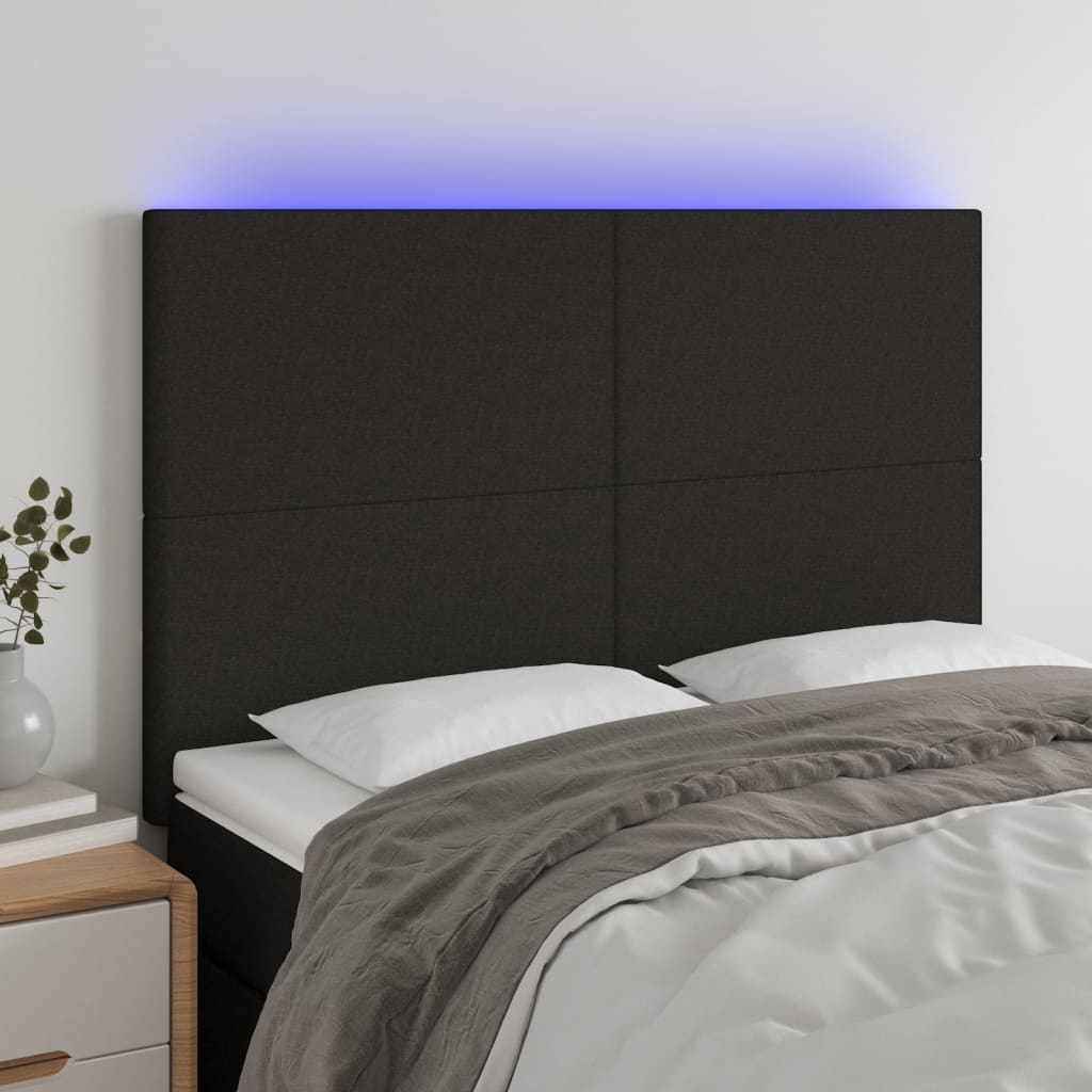 LED posteljno vzglavje črno 144x5x118/128 cm blago