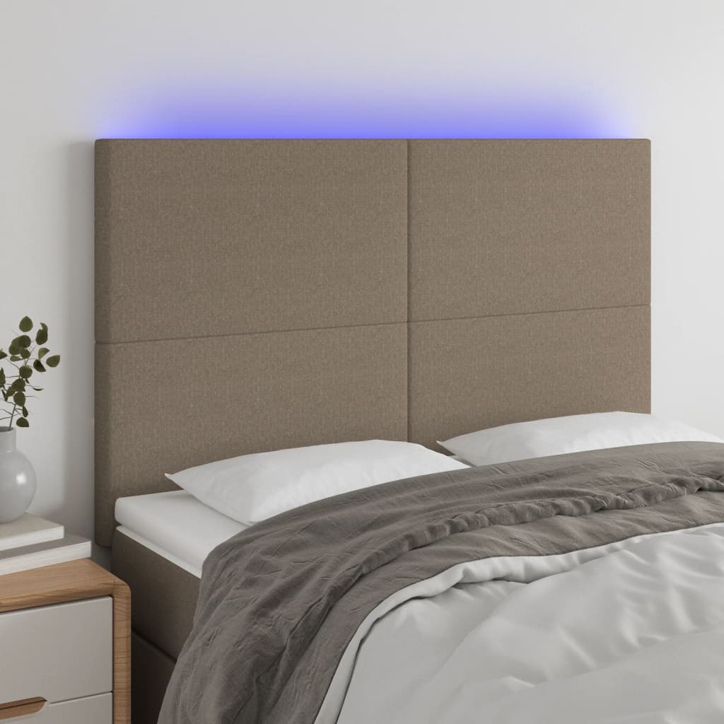 LED posteljno vzglavje taupe 144x5x118/128 cm blago