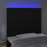 LED posteljno vzglavje črno 80x5x118/128 cm umetno usnje