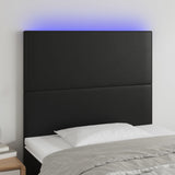 LED posteljno vzglavje črno 80x5x118/128 cm umetno usnje