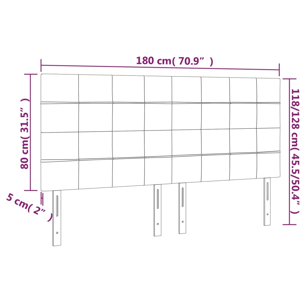 LED posteljno vzglavje temno sivo 180x5x118/128 cm žamet