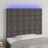 LED posteljno vzglavje sivo 80x5x118/128 cm umetno usnje