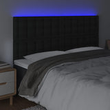 LED posteljno vzglavje črno 160x5x118/128 cm umetno usnje