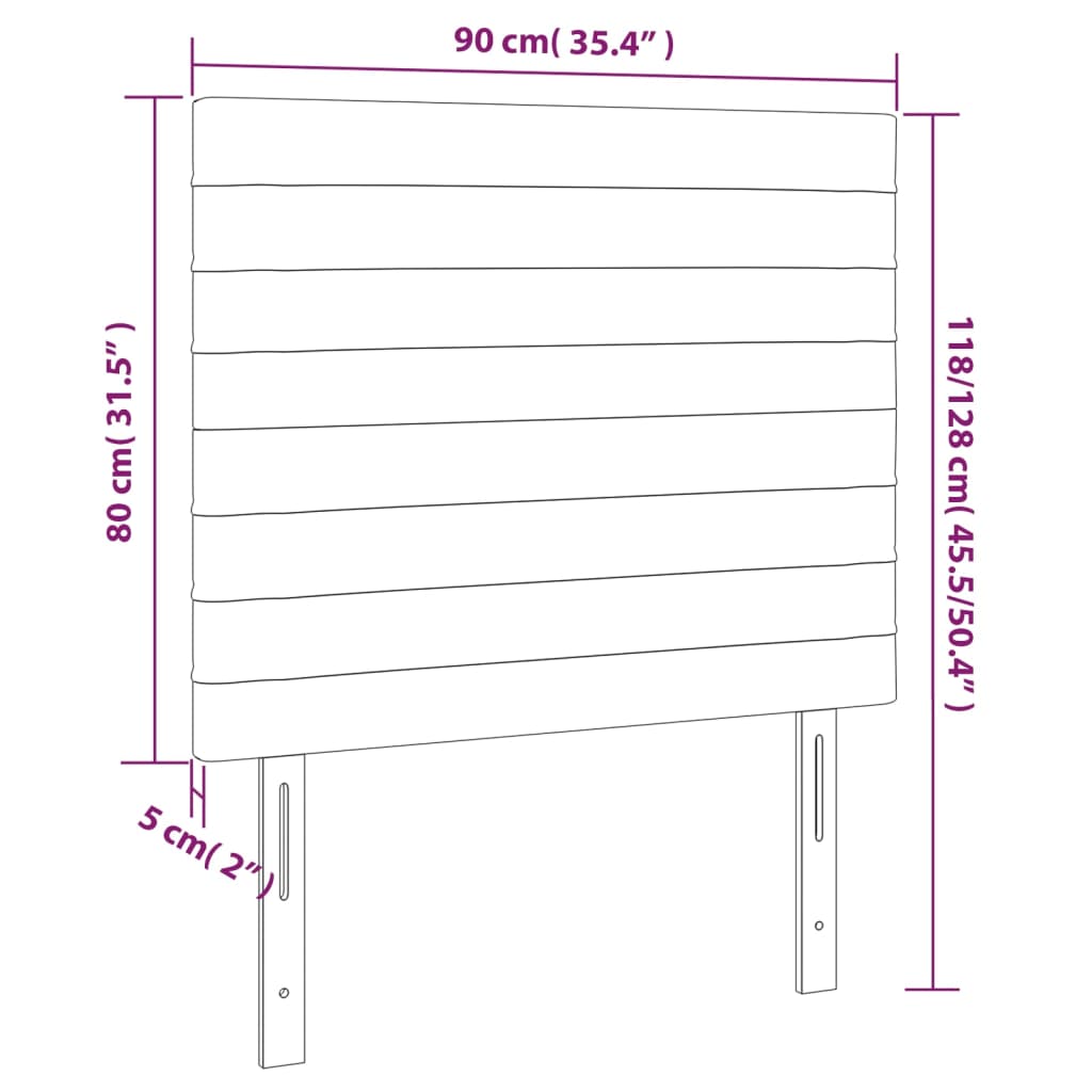 LED posteljno vzglavje taupe 90x5x118/128 cm blago