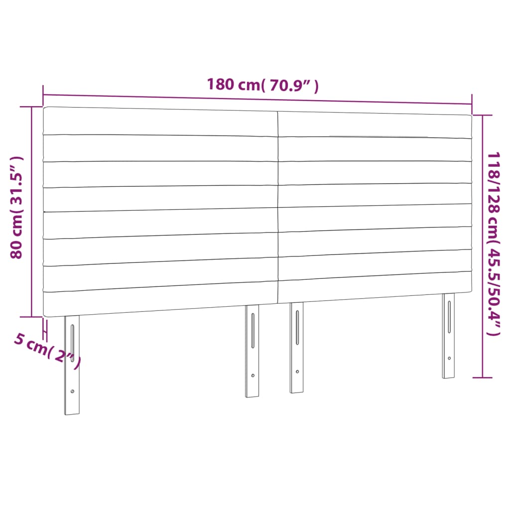 LED posteljno vzglavje taupe 180x5x118/128 cm blago