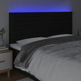 LED posteljno vzglavje črno 200x5x118/128 cm blago