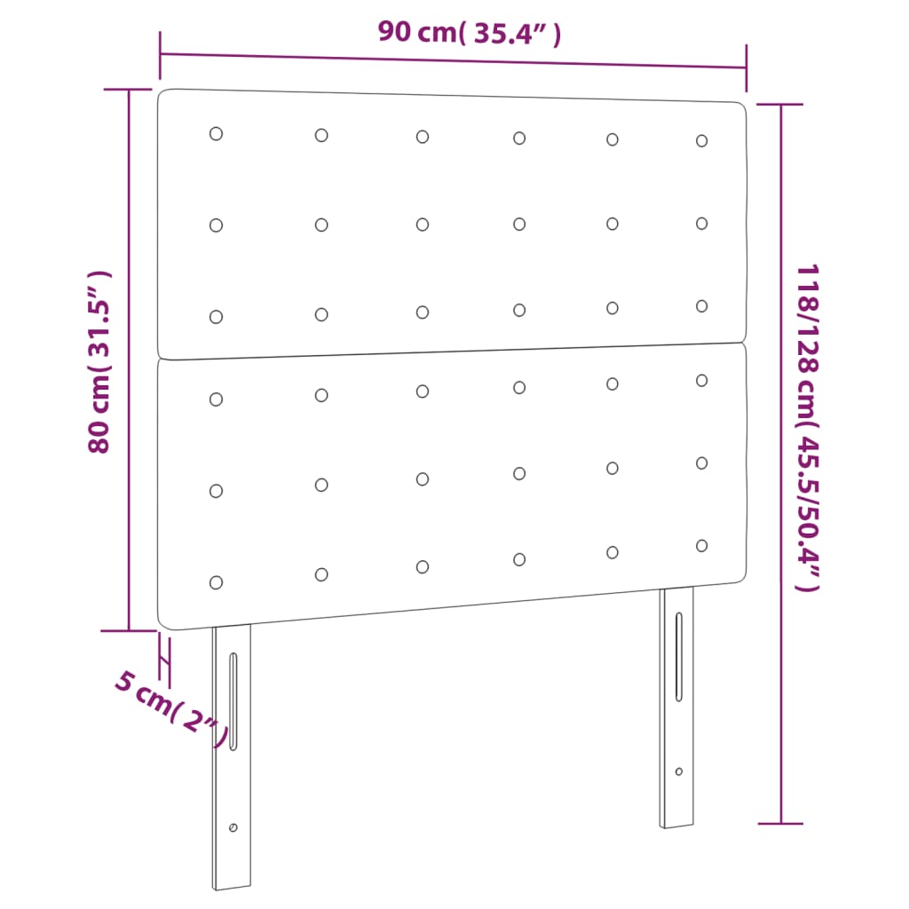 LED posteljno vzglavje taupe 90x5x118/128 cm blago