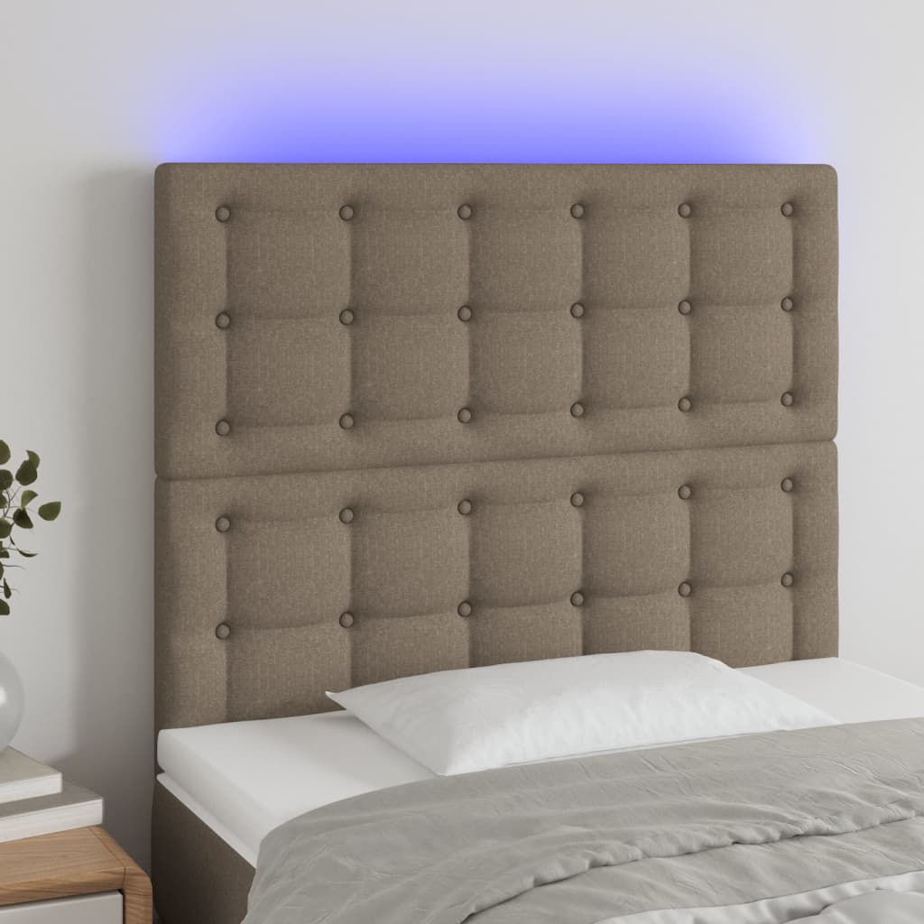 LED posteljno vzglavje taupe 90x5x118/128 cm blago