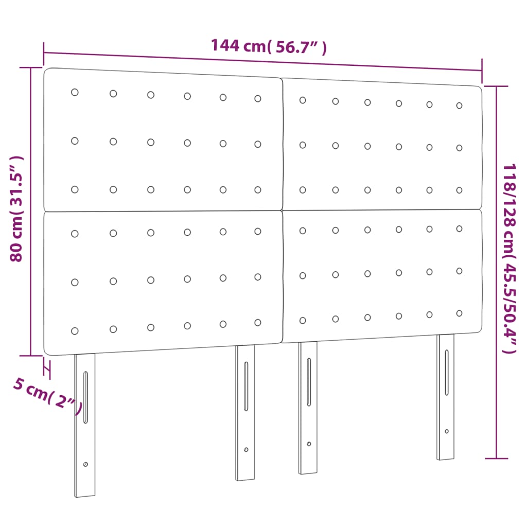 LED posteljno vzglavje črno 144x5x118/128 cm blago