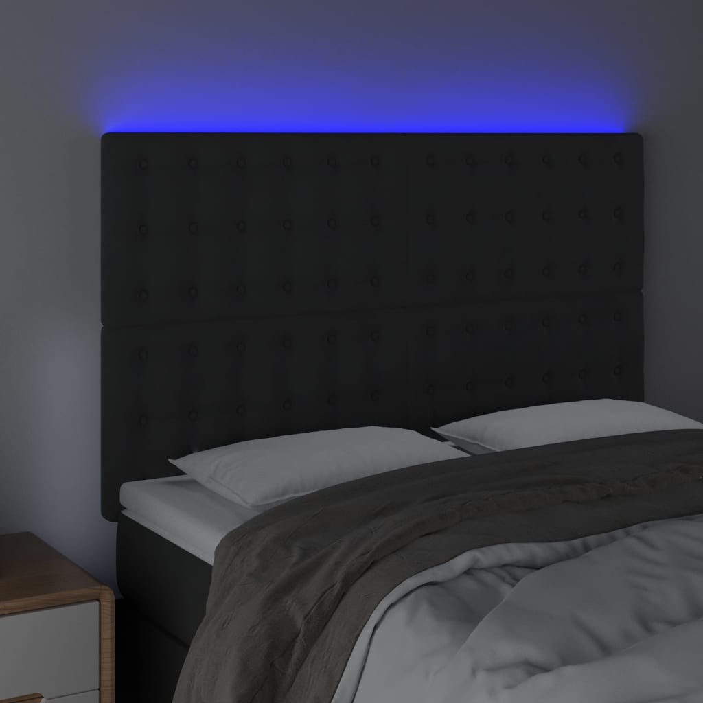 LED posteljno vzglavje črno 144x5x118/128 cm žamet