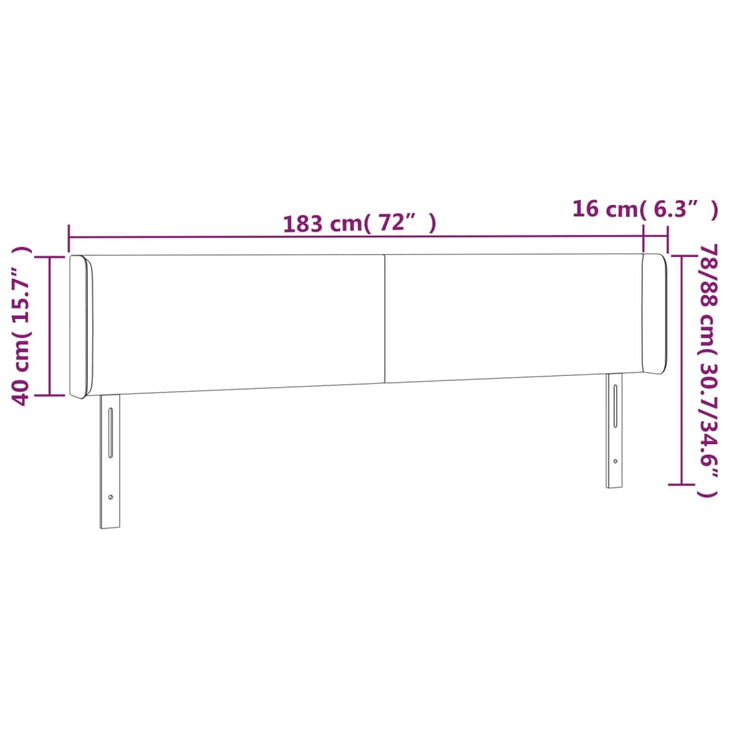 LED posteljno vzglavje črno 183x16x78/88 cm žamet