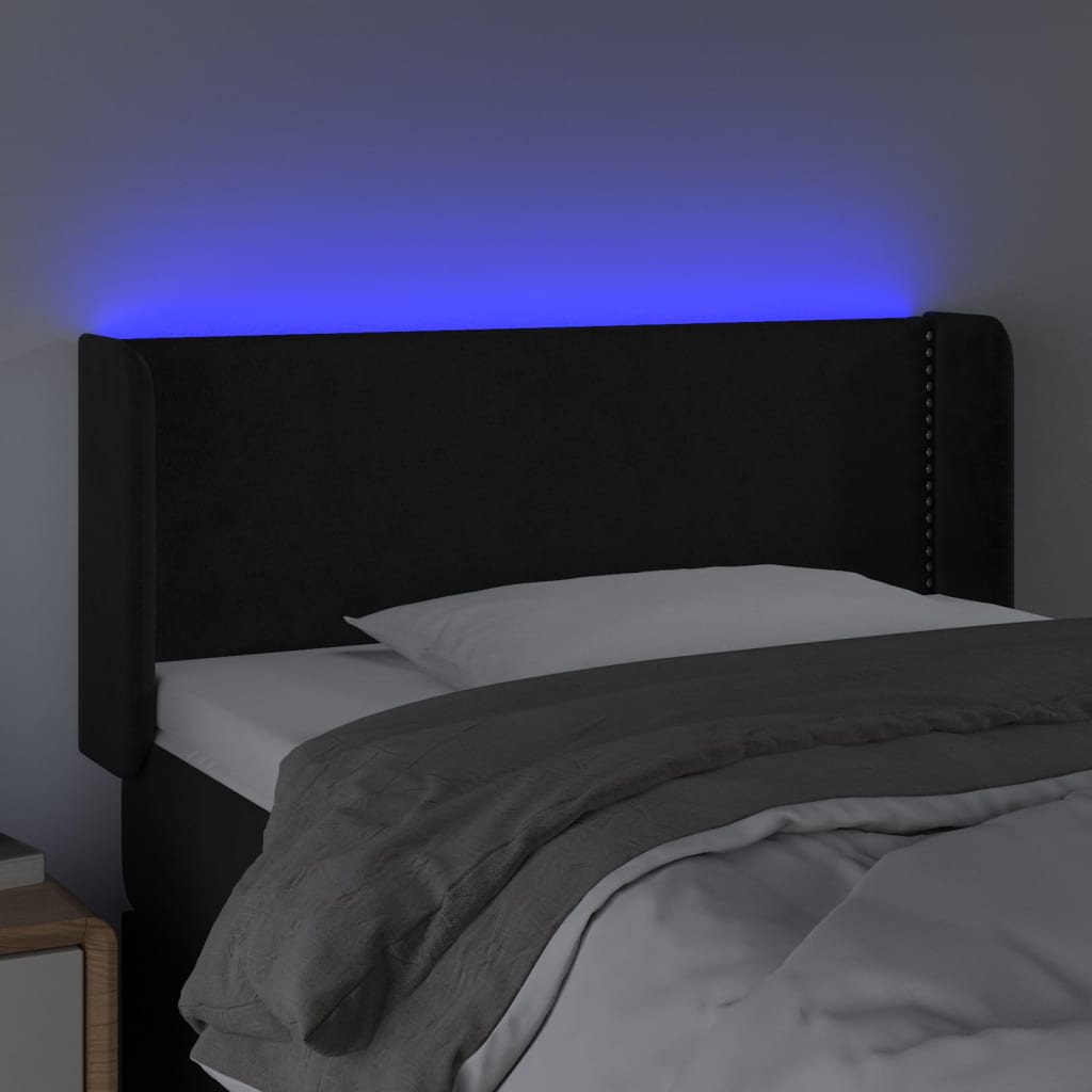 LED posteljno vzglavje črno 83x16x78/88 cm žamet