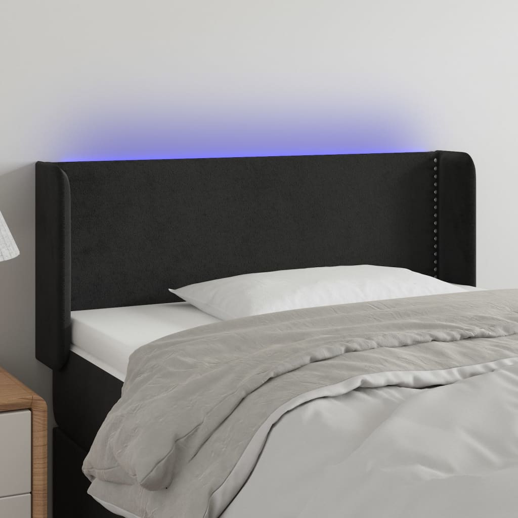 LED posteljno vzglavje črno 83x16x78/88 cm žamet