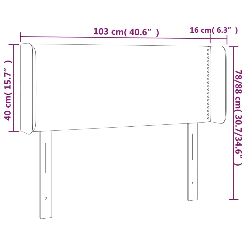 LED posteljno vzglavje temno modro 103x16x78/88 cm žamet