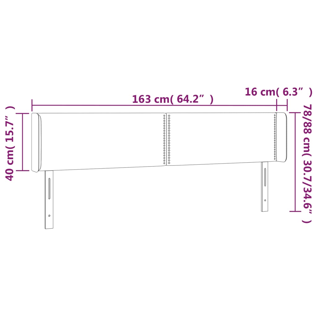 LED posteljno vzglavje črno 163x16x78/88 cm žamet