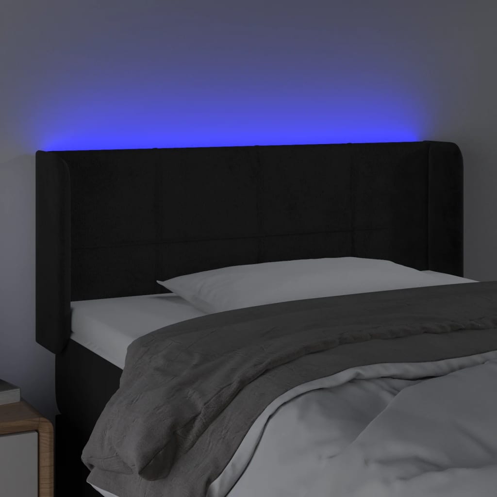 LED posteljno vzglavje črno 83x16x78/88 cm žamet