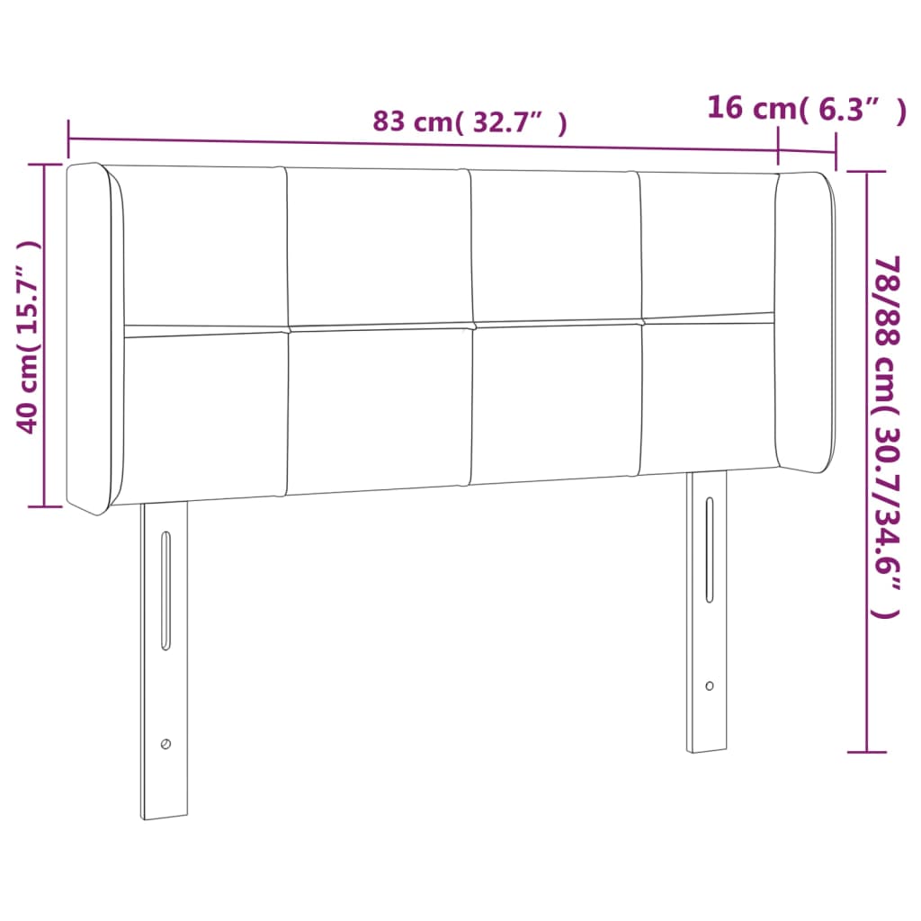 LED posteljno vzglavje črno 83x16x78/88 cm žamet