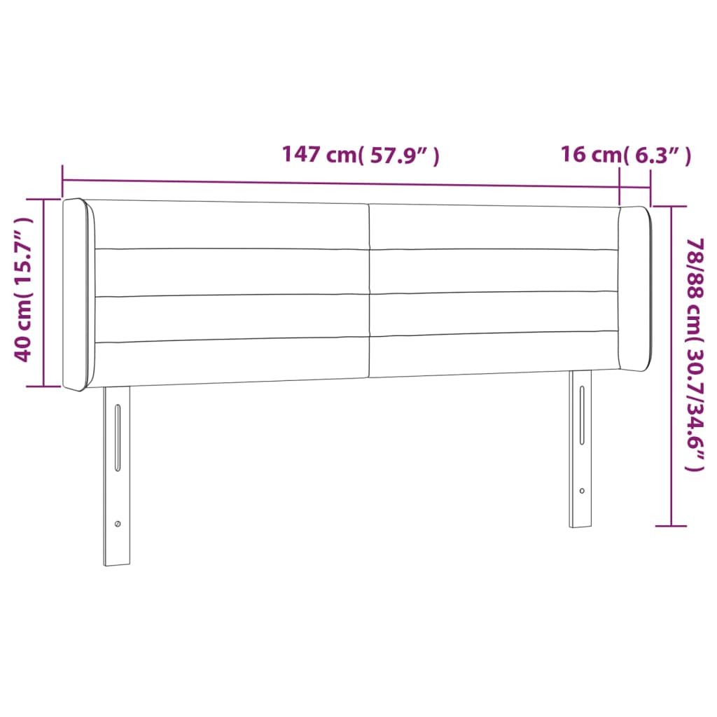 LED posteljno vzglavje temno sivo 147x16x78/88 cm žamet