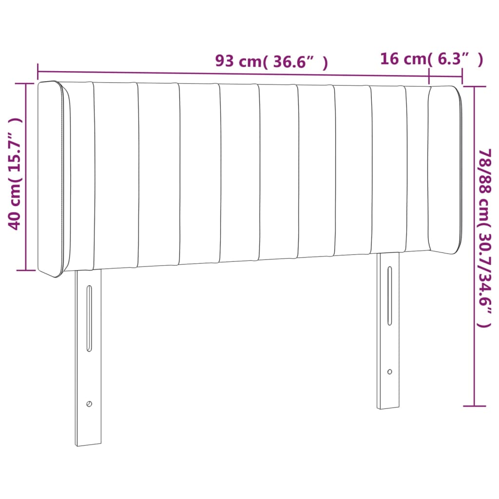 LED posteljno vzglavje črno 93x16x78/88 cm žamet