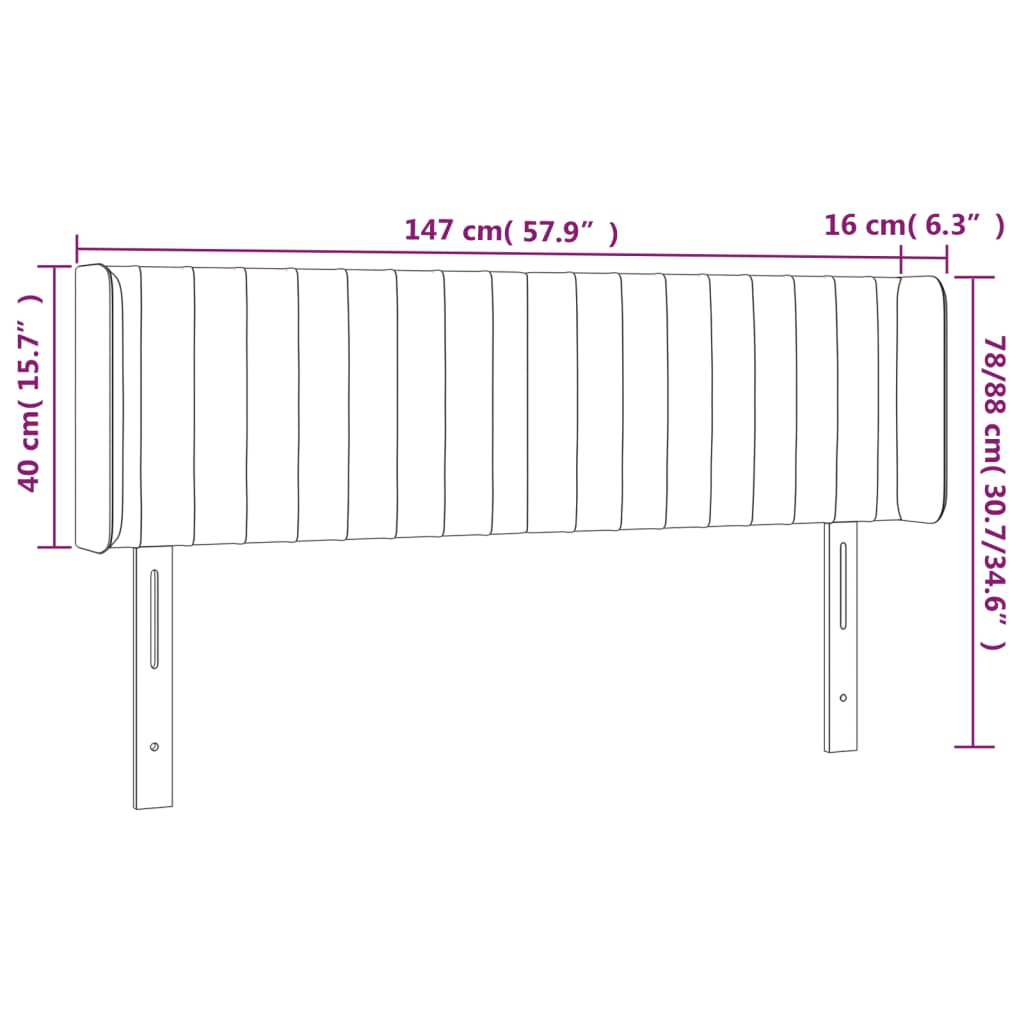 LED posteljno vzglavje črno 147x16x78/88 cm žamet