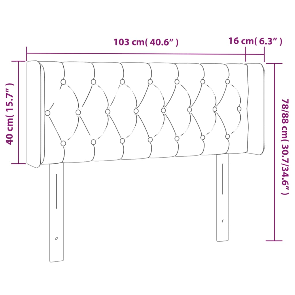 LED posteljno vzglavje črno 103x16x78/88 cm žamet