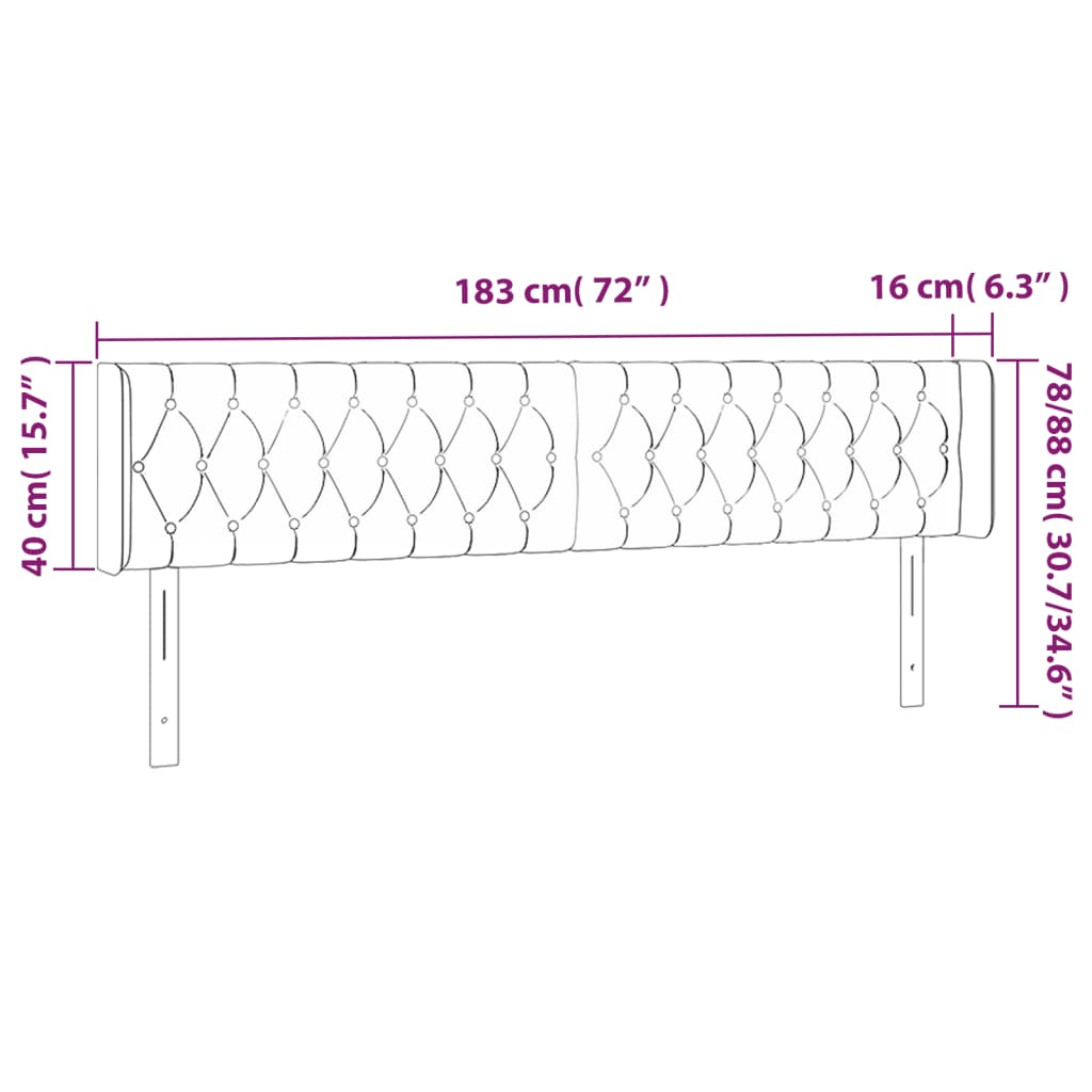 LED posteljno vzglavje črno 183x16x78/88 cm žamet