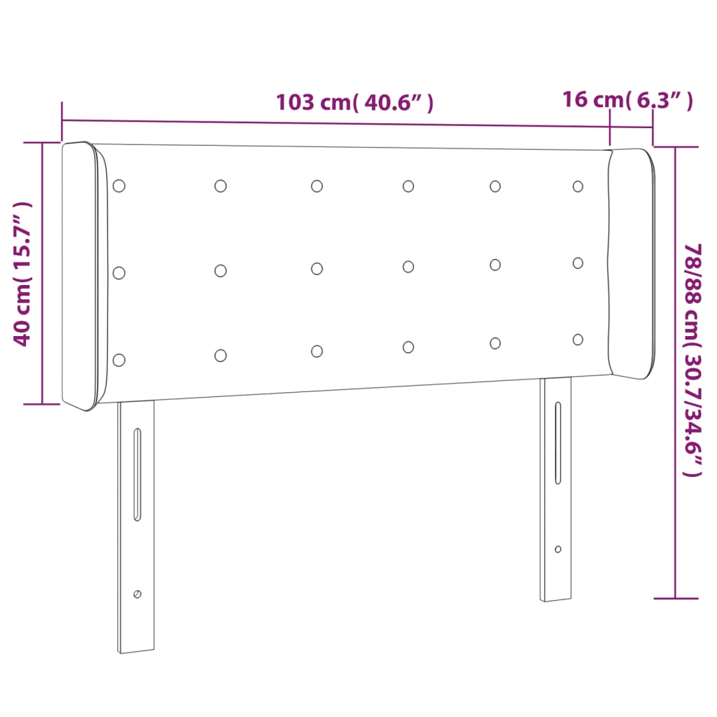 LED posteljno vzglavje črno 103x16x78/88 cm žamet