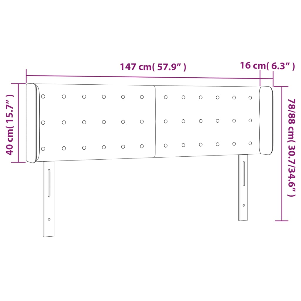 LED posteljno vzglavje črno 147x16x78/88 cm žamet