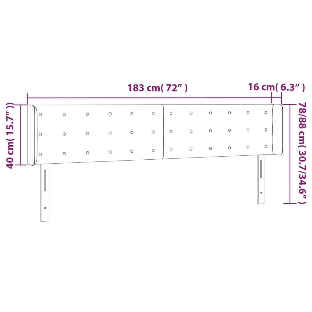 LED posteljno vzglavje črno 183x16x78/88 cm žamet